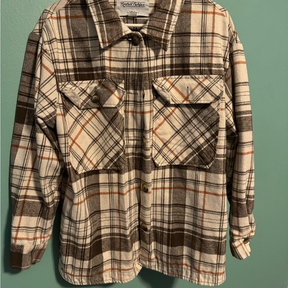 Neutral Colored Flannel. Size Medium. - image 1
